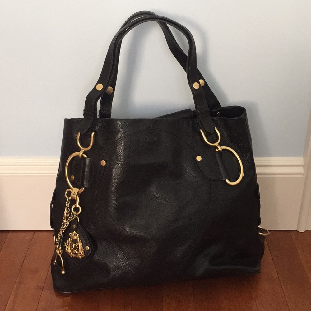 JUICY COUTURE real black leather bag with gold